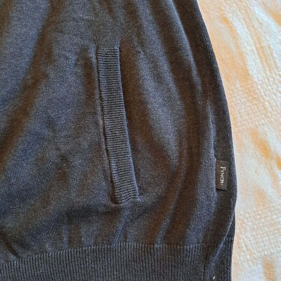 Fynch Hatton men's size X Large zip up sweater dark blue fine knit, full zipper - Picture 4 of 8